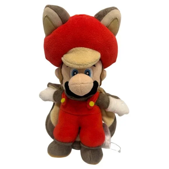 Super Mario Bros. Tanooki Mario Flying Squirrel Red Overalls 9" Buddy Nintendo - Picture 1 of 9